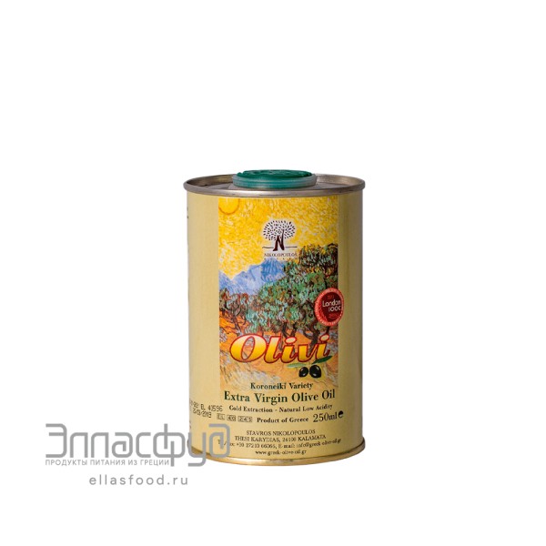 Масло оливковое Extra Virgin фермерское 0,3% кислотность OLIVI, Греция, 250мл жесть