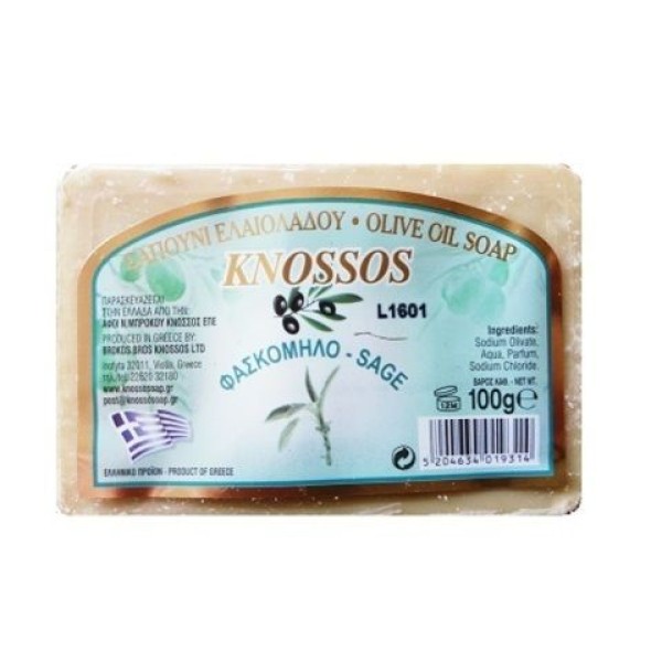  Натуральное оливковое мыло с шалфеем,KNOSSOS, 100гр