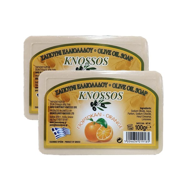 Натуральное оливковое мыло апельсин KNOSSOS, 100гр