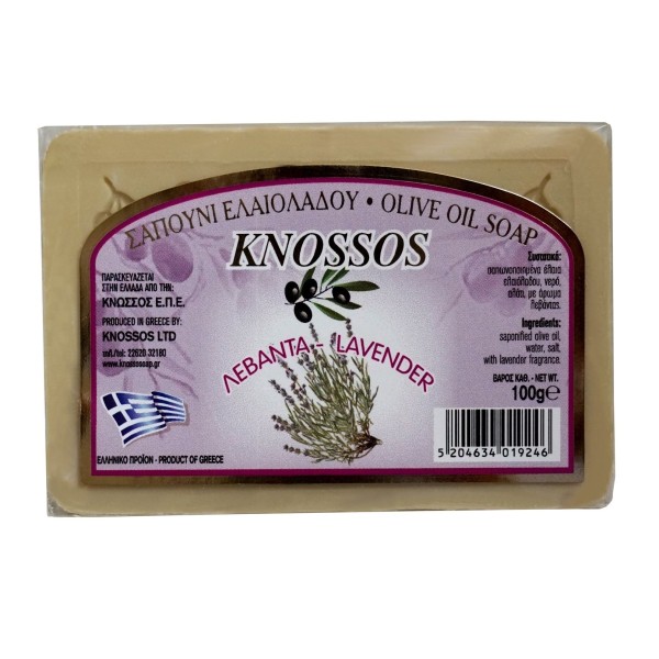 Мыло натуральное оливковое с ароматом лаванды Knossos, Греция, 100г