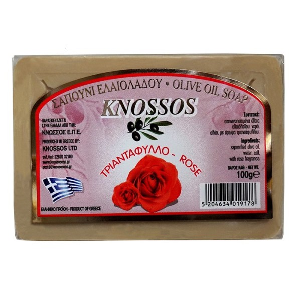 Натуральное оливковое мыло с розой, KNOSSOS, 100гр