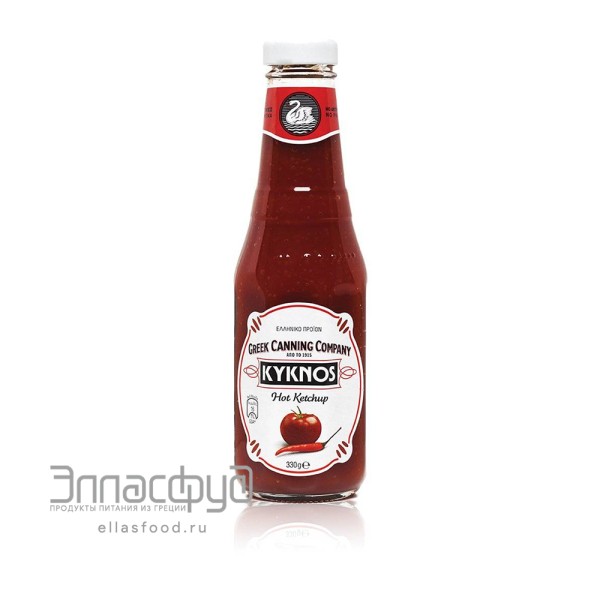 Кетчуп томатный острый KYKNOS, Греция, 330г ст. бутылка